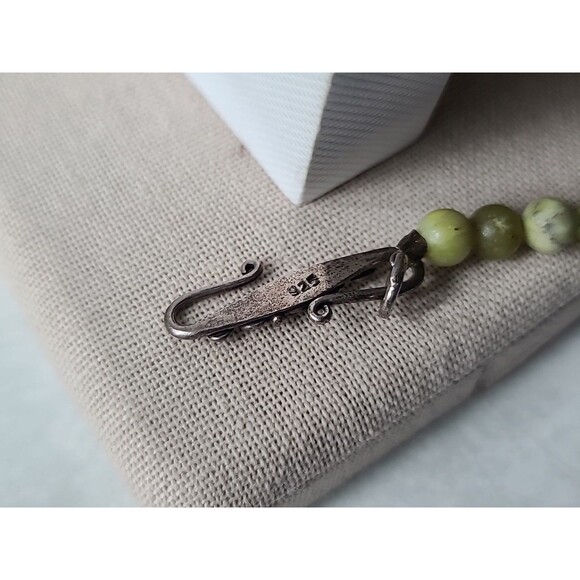 925 Sterling Silver Clasp Serpentine & Glass Beaded Necklace Vintage - Picture 7 of 10